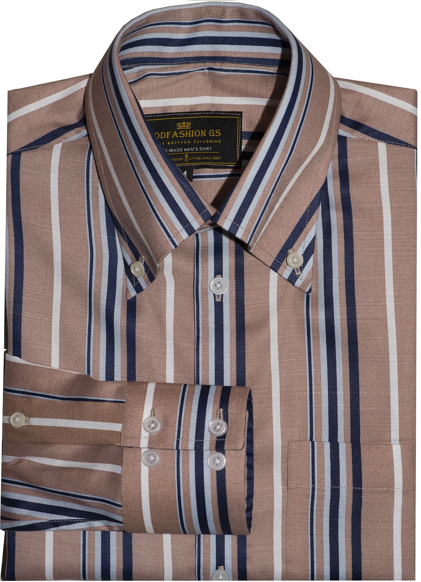 Button Down Brown Stripe Long Sleeve Mod Shirt