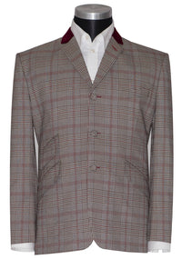 Peter Cowap Burgundy Check Grey Mohair Mod Blazer