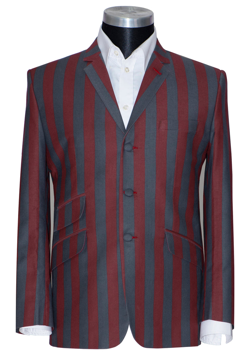 Mod Boating Jacket Retro 60's Burgundy & Grey Striped Boating Mod Blazer | 1960's Retro ...