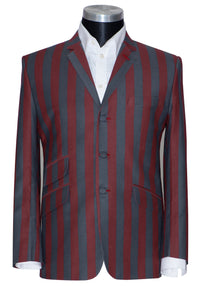 Retro 60's Burgundy & Grey Striped Boating Mod Blazer