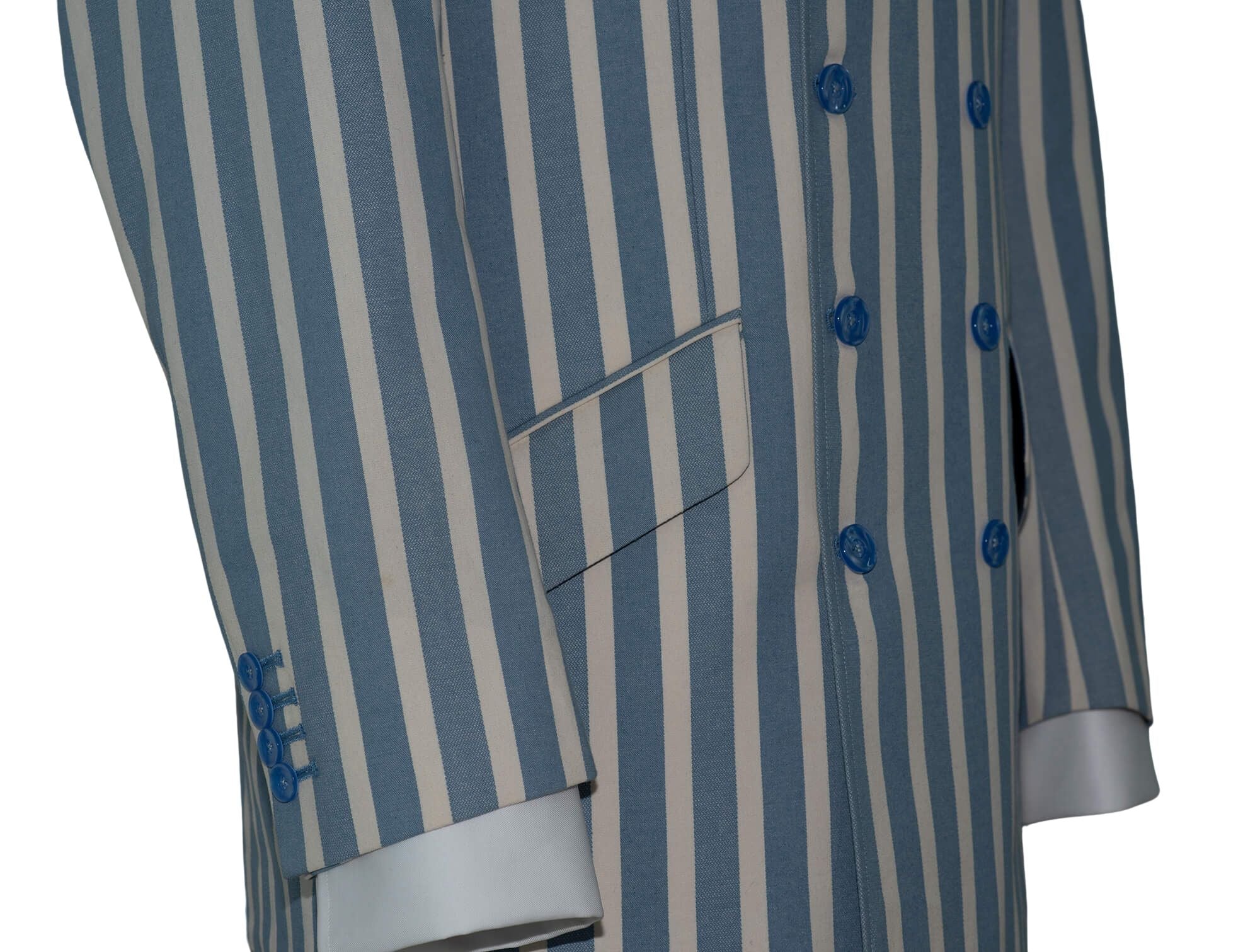 The Kinks Sky & White Stripe Double Breasted Mod Blazer