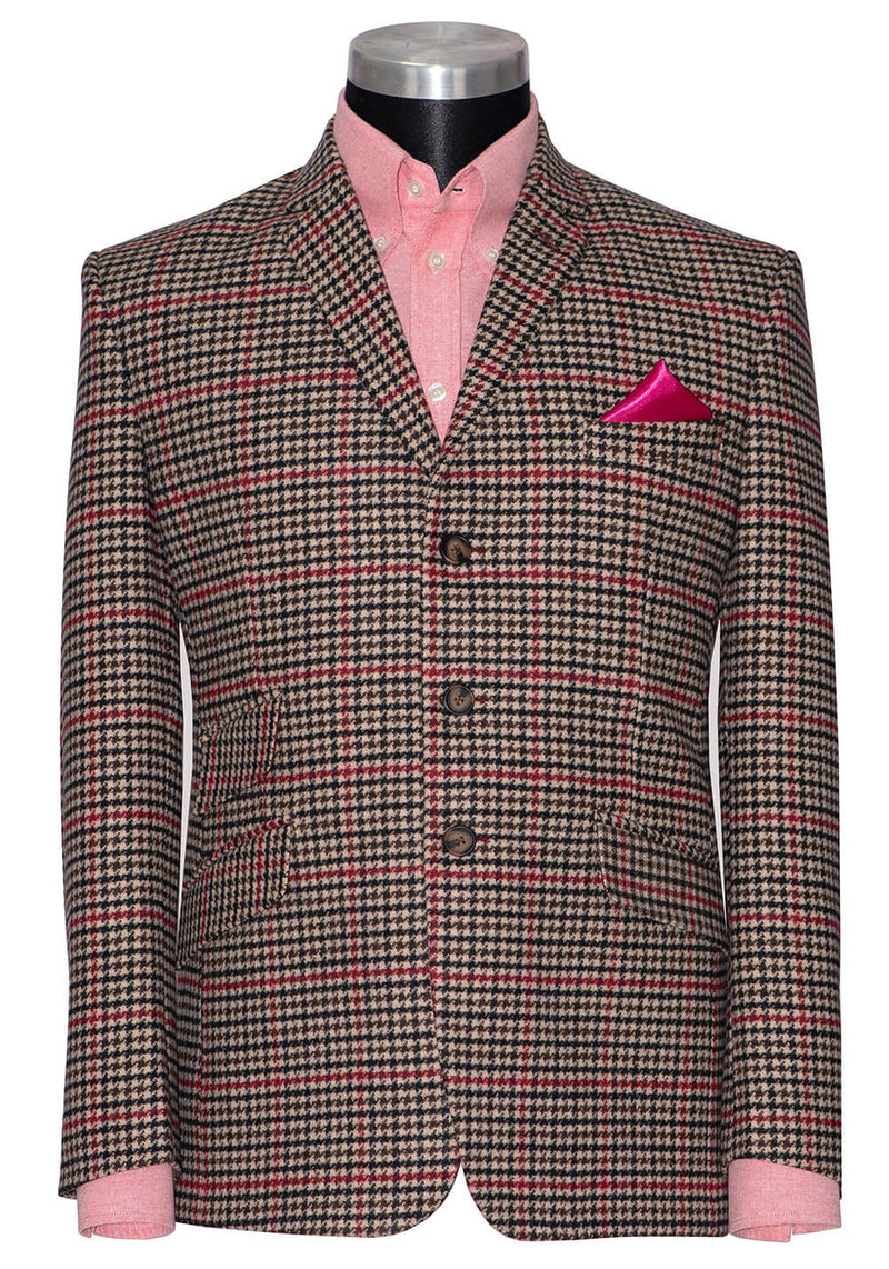 Robert Hardy Tweed Classic Brown Dogtooth Mod Jacket