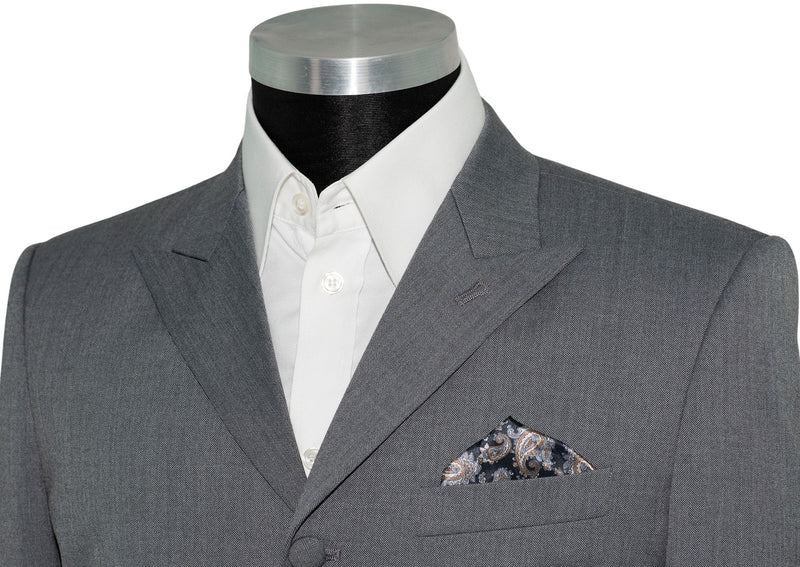 SALE Weller Grey Peak Lapel 4 Button Mod Suit (40 Regular, Trouser 34, I.L.30)