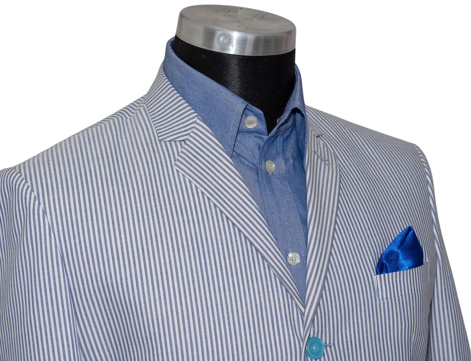 Jimmy Cotton Sky Blue Striped Summer Mod Blazer