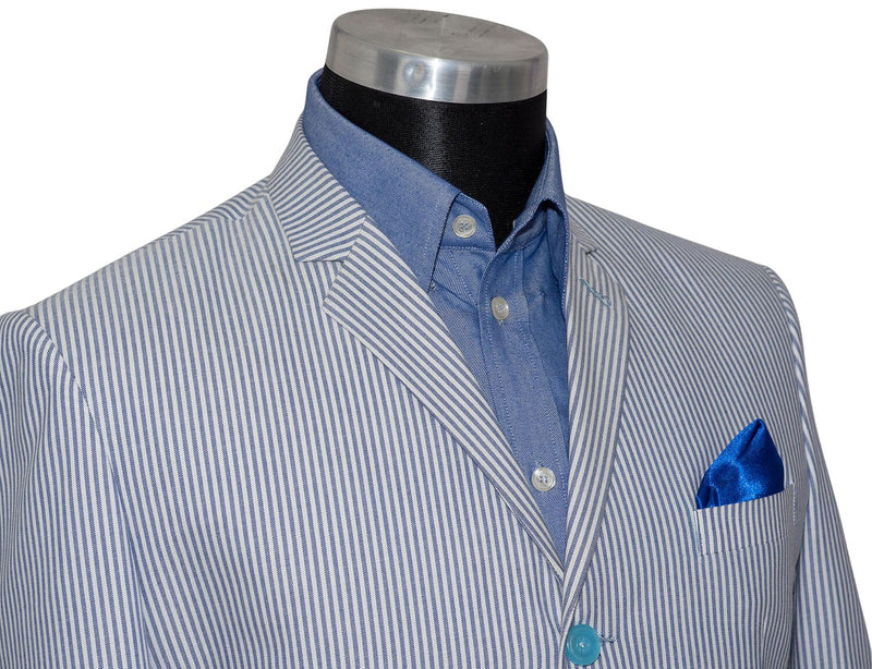 Jimmy Cotton Sky Blue Striped Summer Mod Blazer