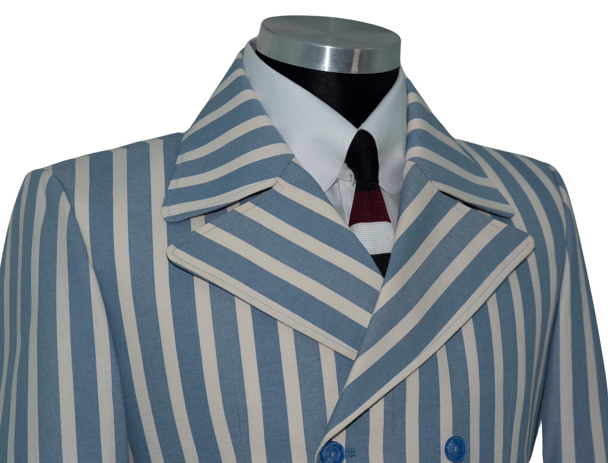 The Kinks Sky & White Stripe Double Breasted Mod Blazer