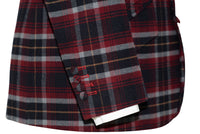 SALE Weller Red and Navy Tartan Check 4 Button Mod Suit (40 Regular, Trouser 34, I.L.30)