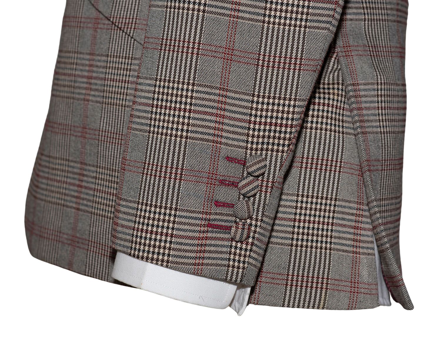Peter Cowap Burgundy Check Grey Mohair Mod Blazer