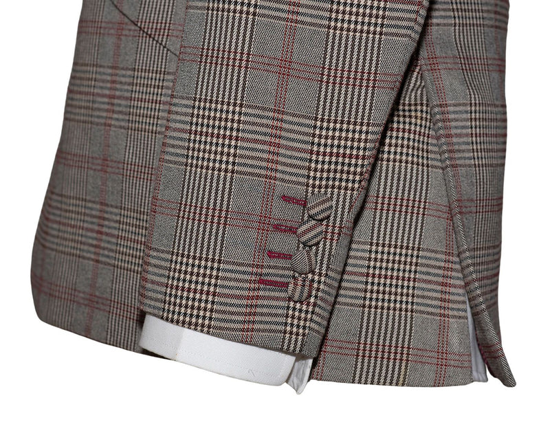 Peter Cowap Burgundy Check Grey Mohair Mod Blazer