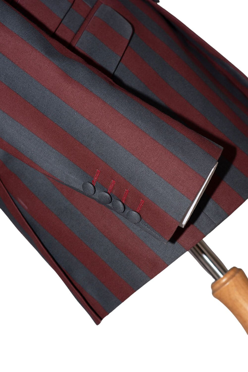 Retro 60's Burgundy & Grey Striped Boating Mod Blazer