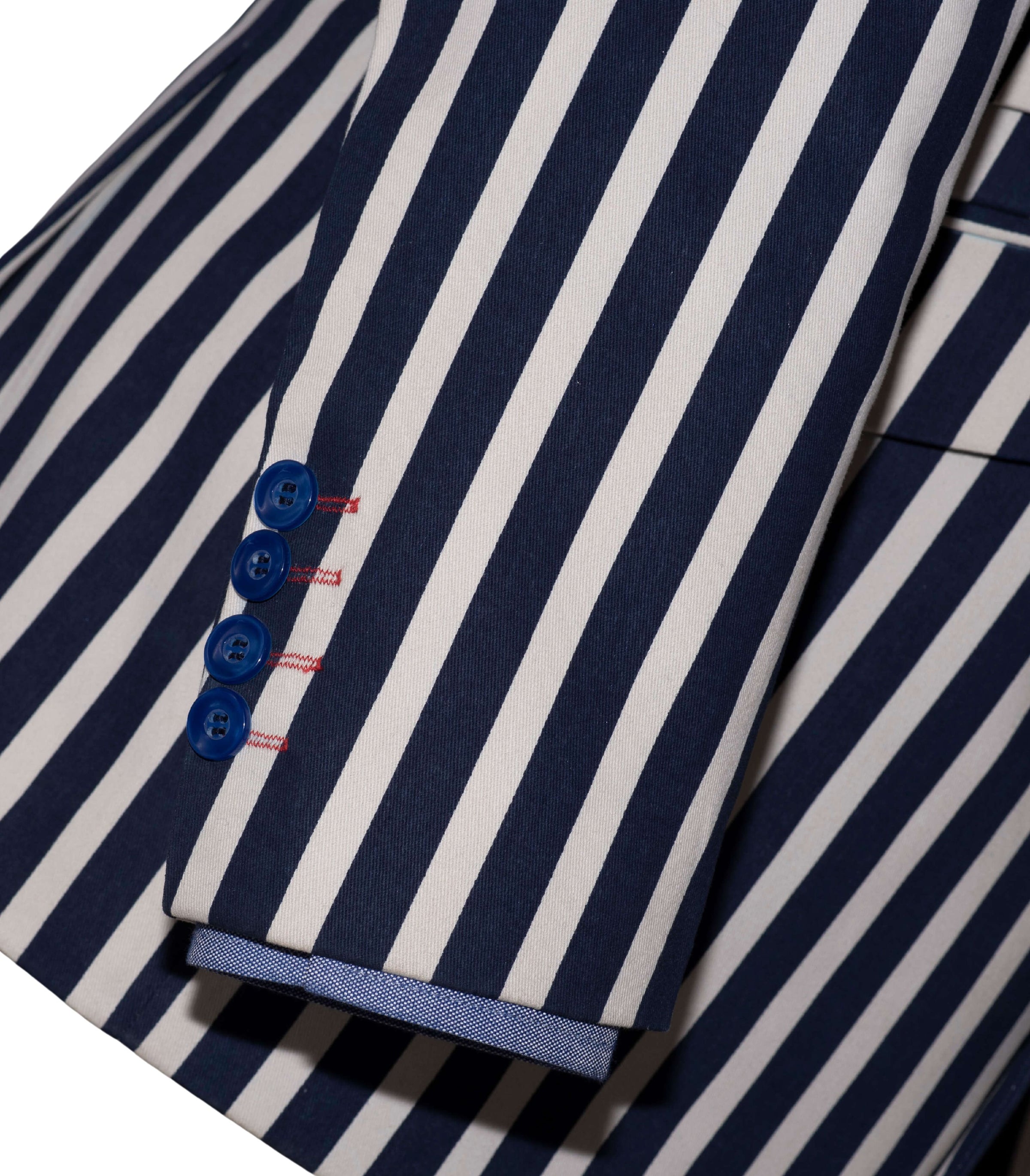 Geoff Foot Navy Bblue & White Striped Boating Mod Blazer