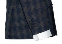 Weller Navy & Grey Check 3/6 Button Doublebreasted Mod Blazer