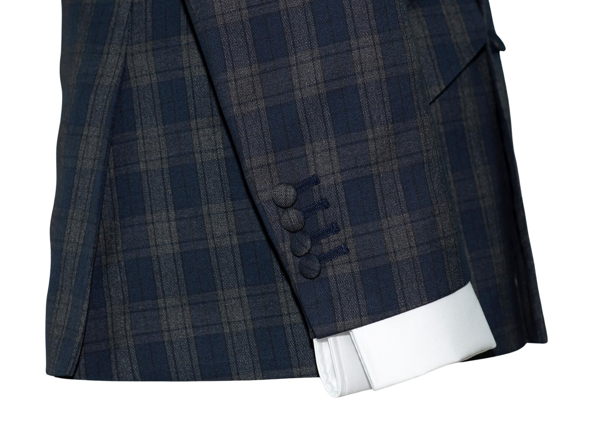 Weller Navy & Grey Check 3/6 Button Doublebreasted Mod Blazer