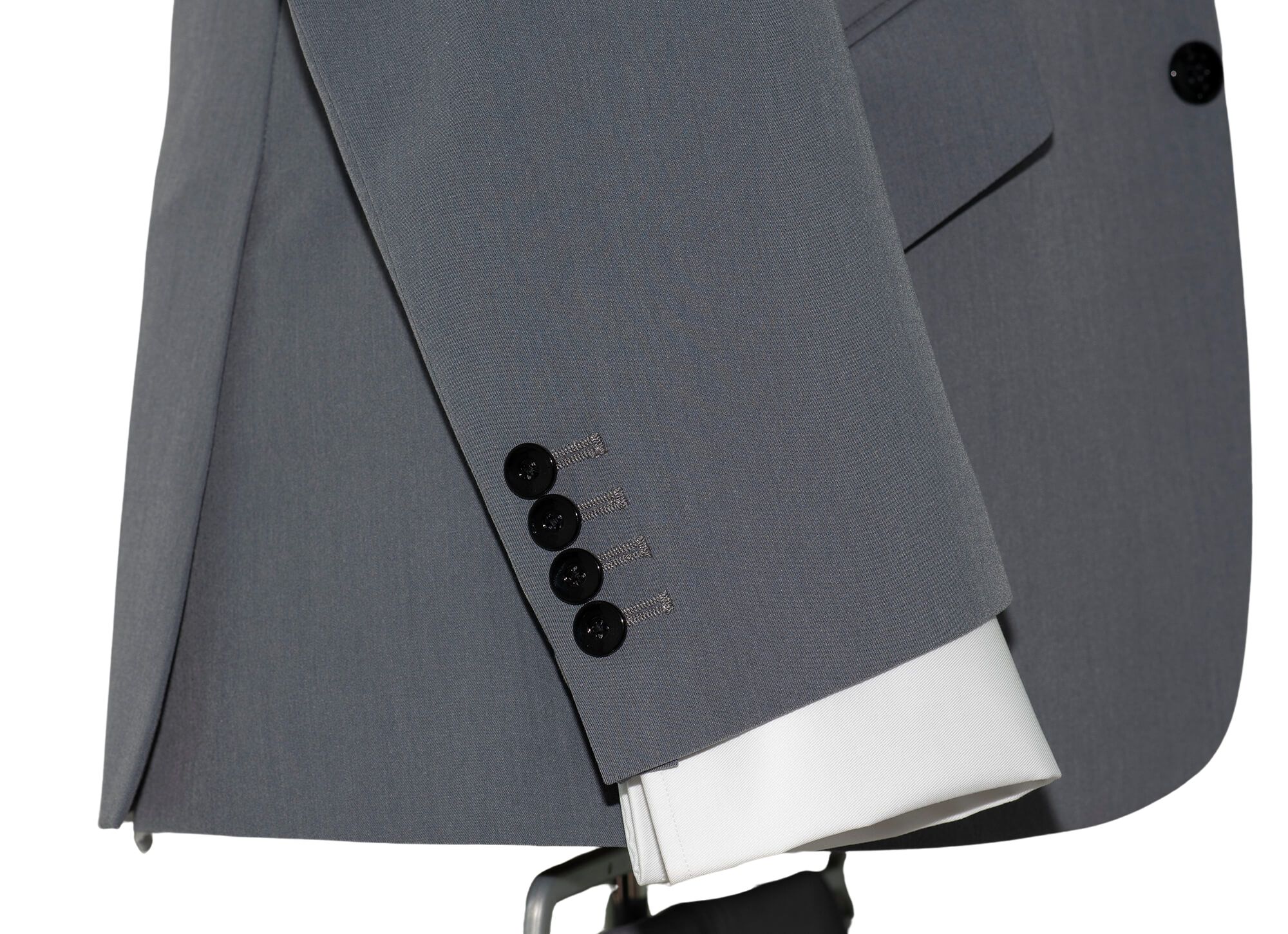 SALE Weller Light Grey Peak Lapel 3 Piece Suit (46 Regular, Trouser 36, I.L.29.5)