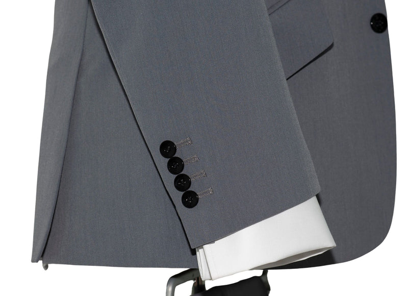 SALE Weller Light Grey Peak Lapel 3 Piece Suit (46 Regular, Trouser 36, I.L.29.5)