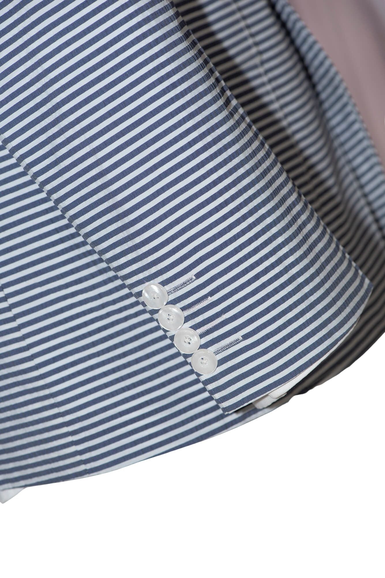 Seersucker Patch Pocket Horizontal Stripe Sports Mod Blazer