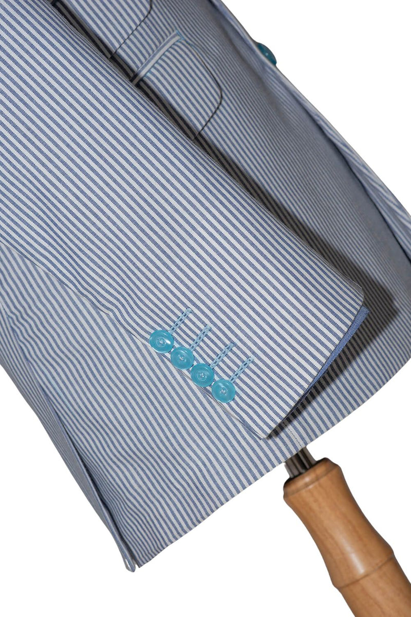 Jimmy Cotton Sky Blue Striped Summer Mod Blazer