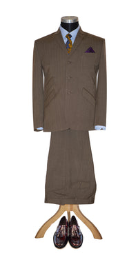 Peter Cowap Flannel Wool Brown Mod Suit