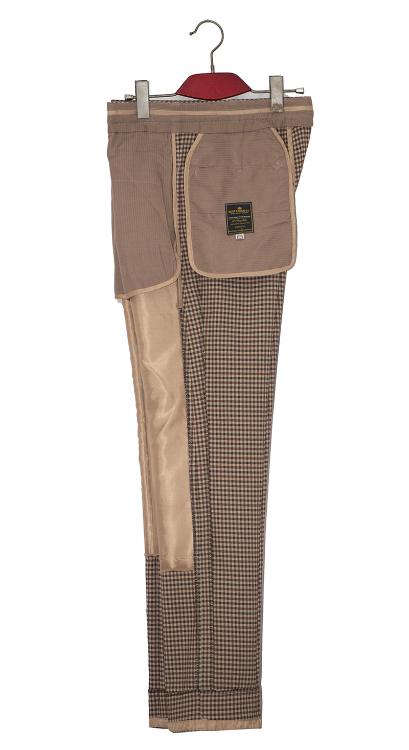 Classic Brown Gingham Check Mod Trouser