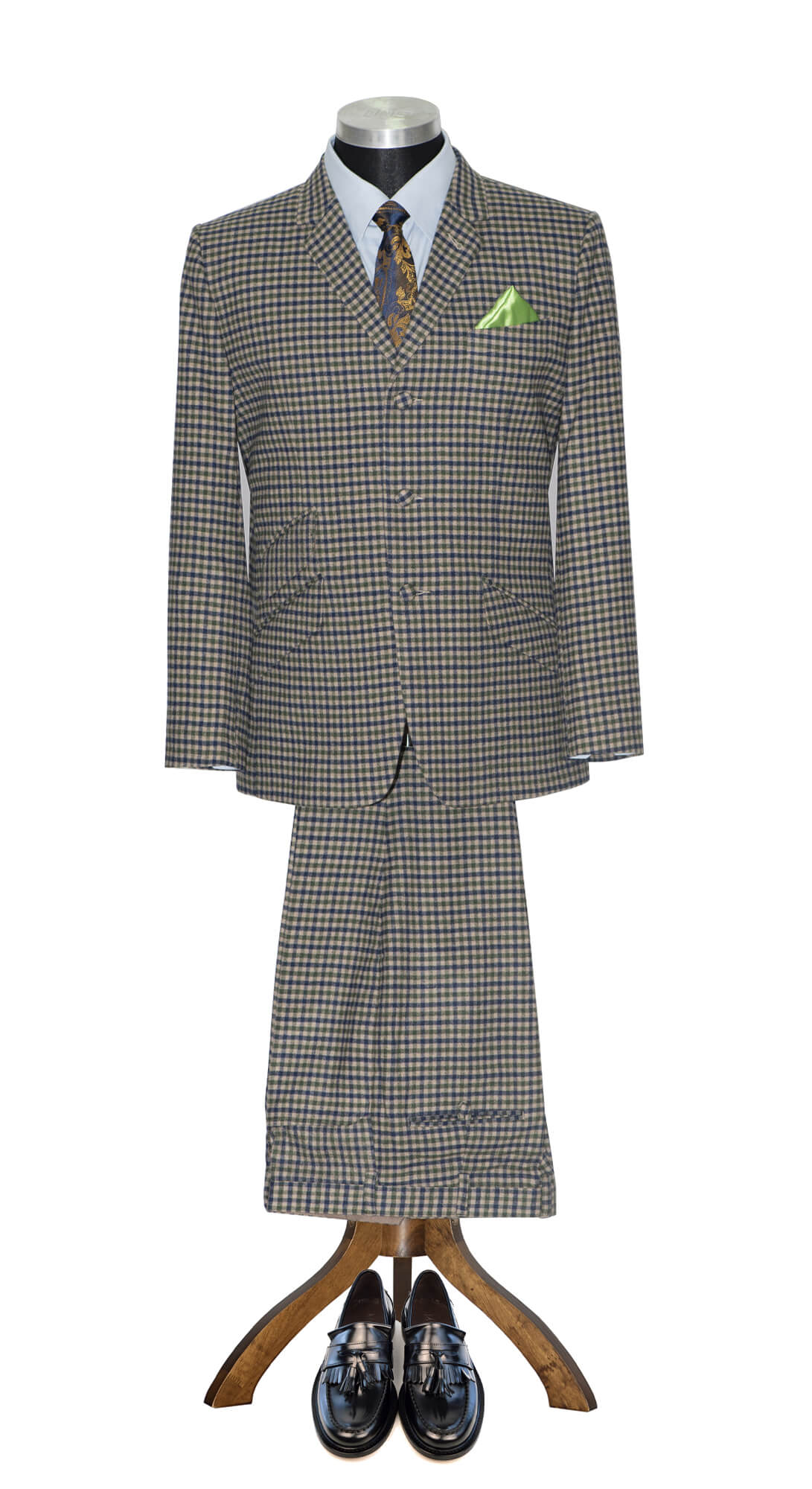 Ian Gibbons Green Gingham Check Wool Suit