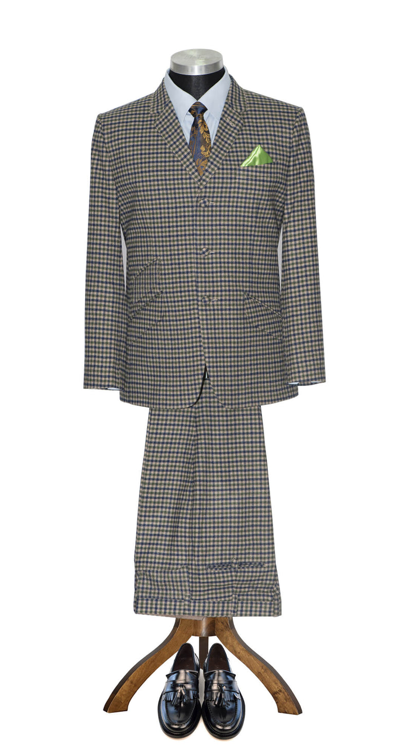 Ian Gibbons Green Gingham Check Wool Suit