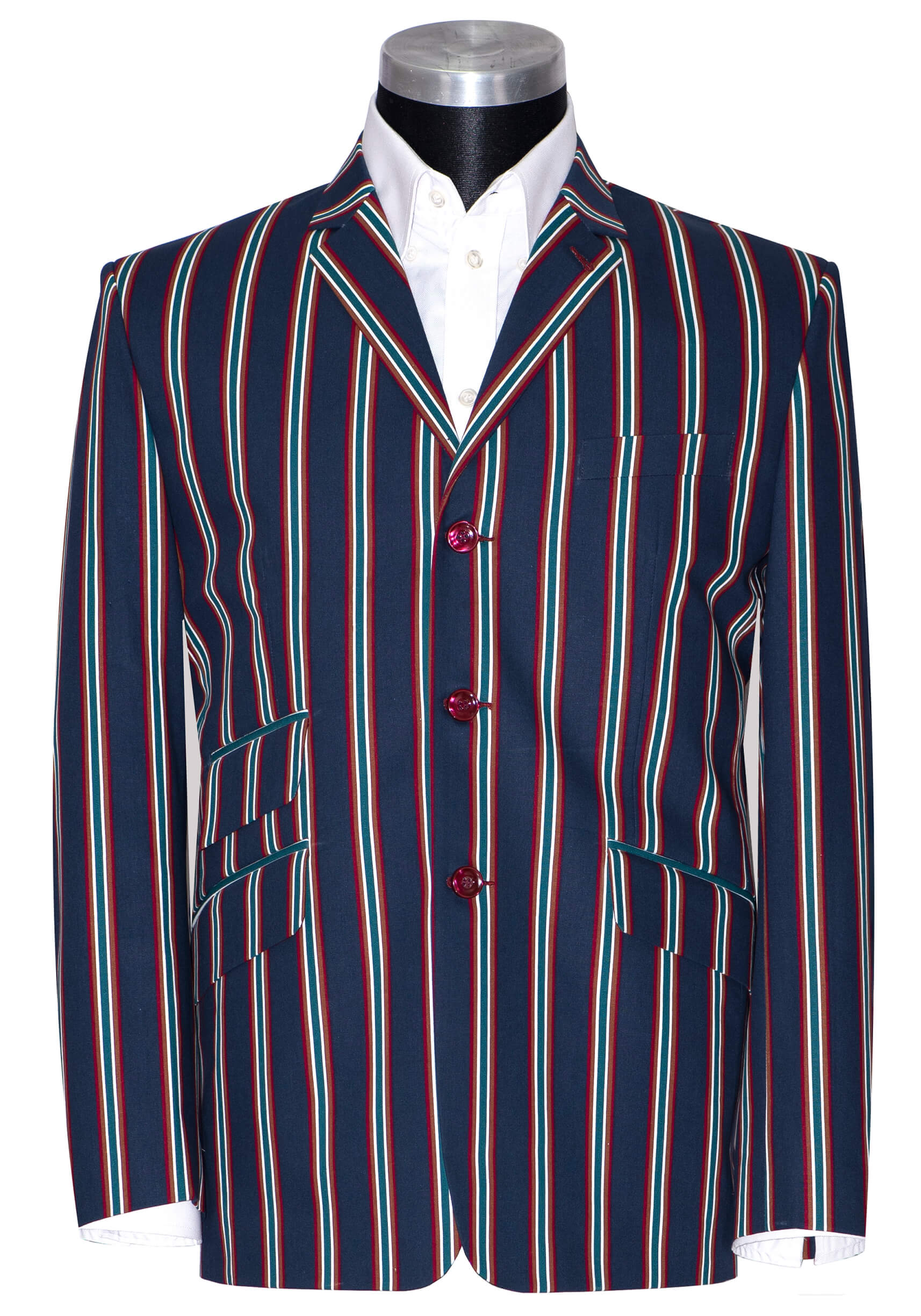 Hermist 60's Green & Navy Blue Stripe Boating Mod Blazer