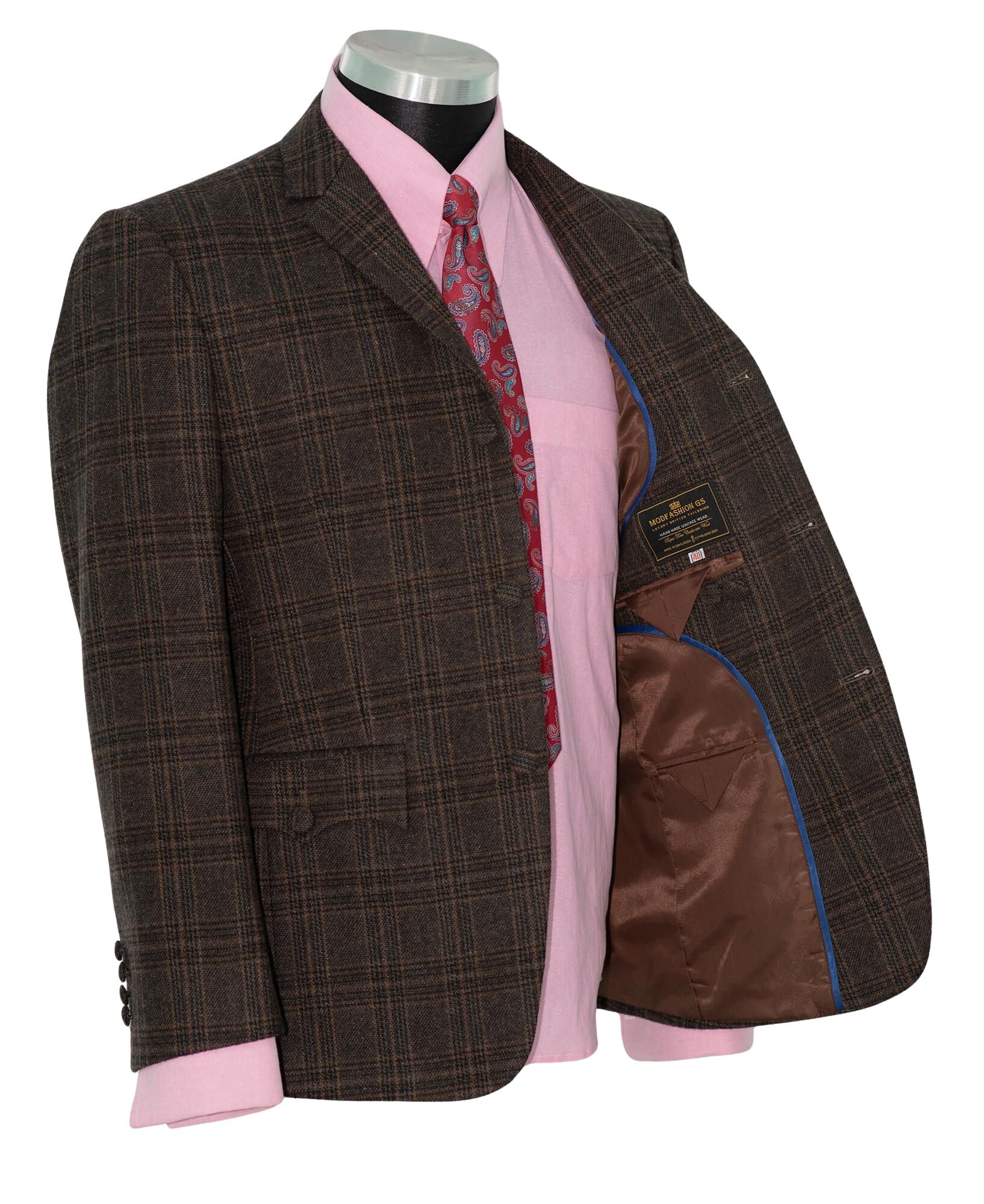 Denis Payton Tweed Chocolate Brown Mod Suit