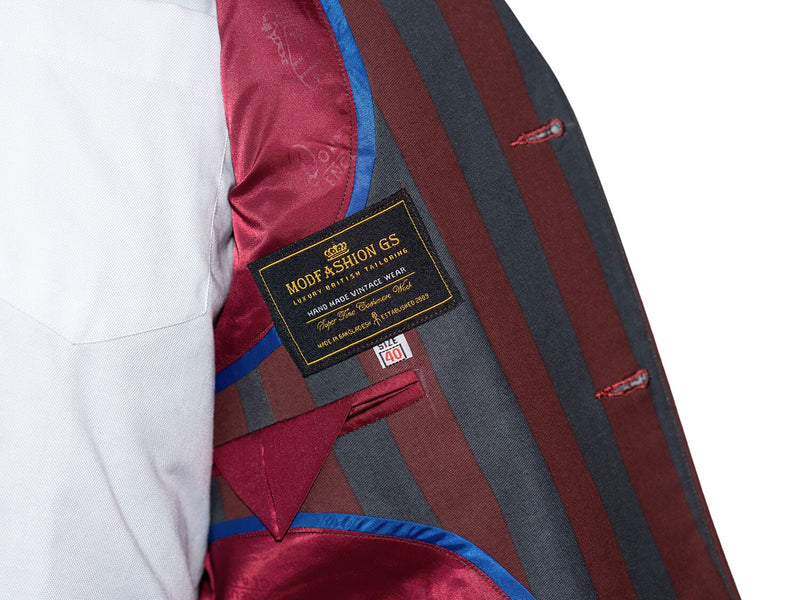 Mod Boating Jacket Retro 60's Burgundy & Grey Striped Boating Mod Blazer | 1960's Retro ...