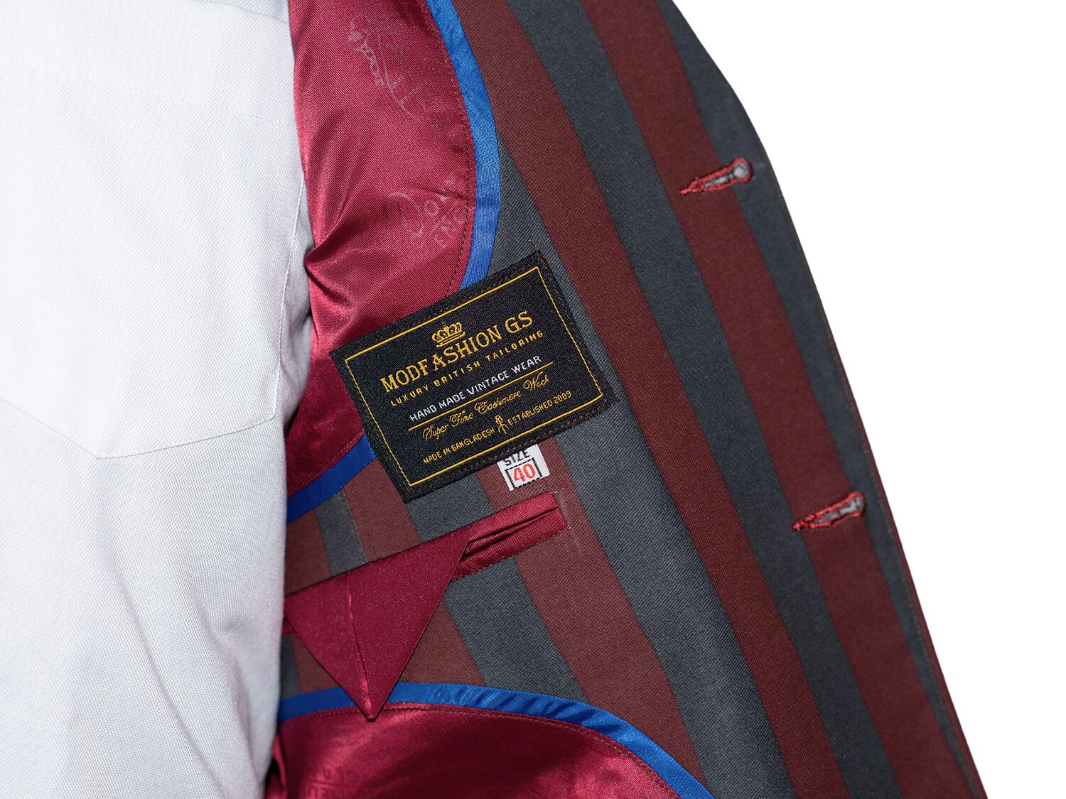 Retro 60's Burgundy & Grey Striped Boating Mod Blazer