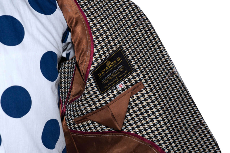 Vintage Light Brown Dogtooth Mod Blazer
