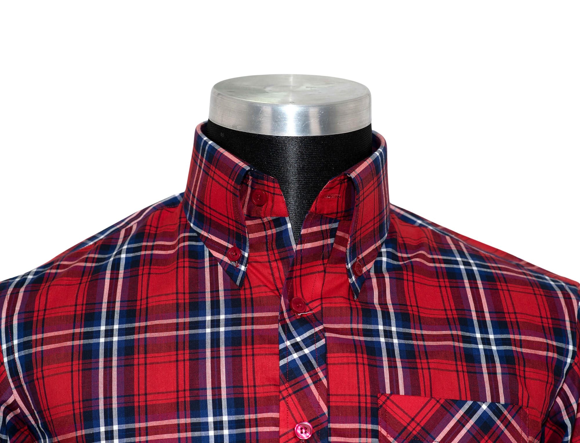 Button Down Red Check Men's Mod Shirt