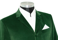 John Steel Bottle Green Velvet 4 Button Mod Blazer