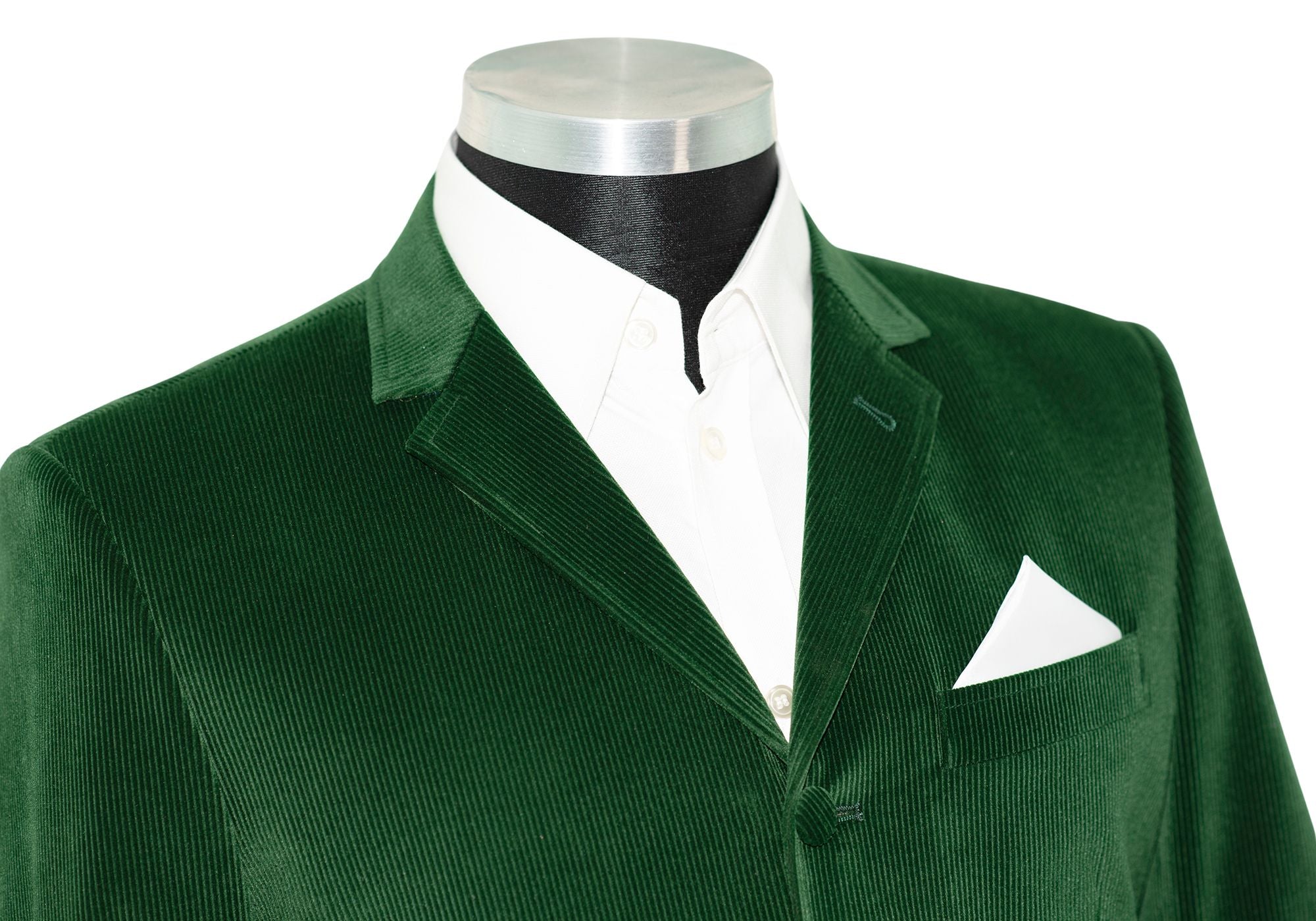 John Steel Bottle Green Velvet 4 Button Mod Blazer