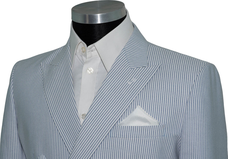 SALE Weller Sky Stripe Double Breasted 3/6 Button Mod Suit (40 Regular, Trouser 34, I.L.30)