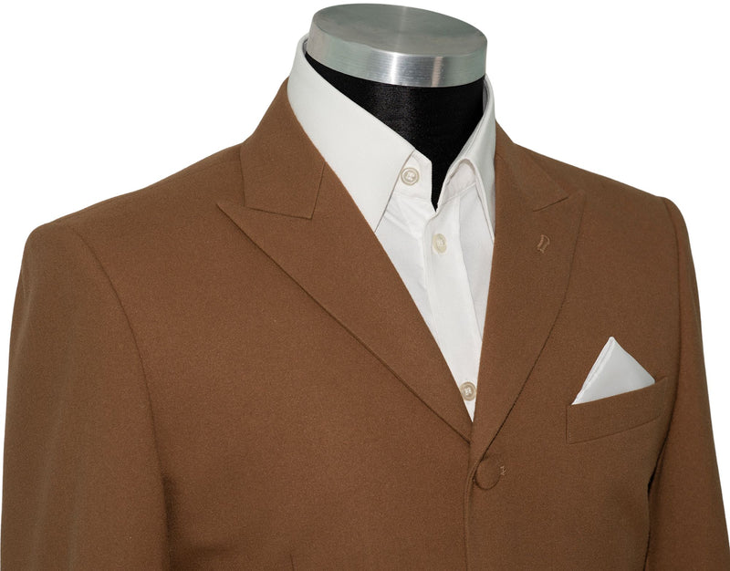 Weller Wood Brown Peak Lapel 4 Button Mod Suit