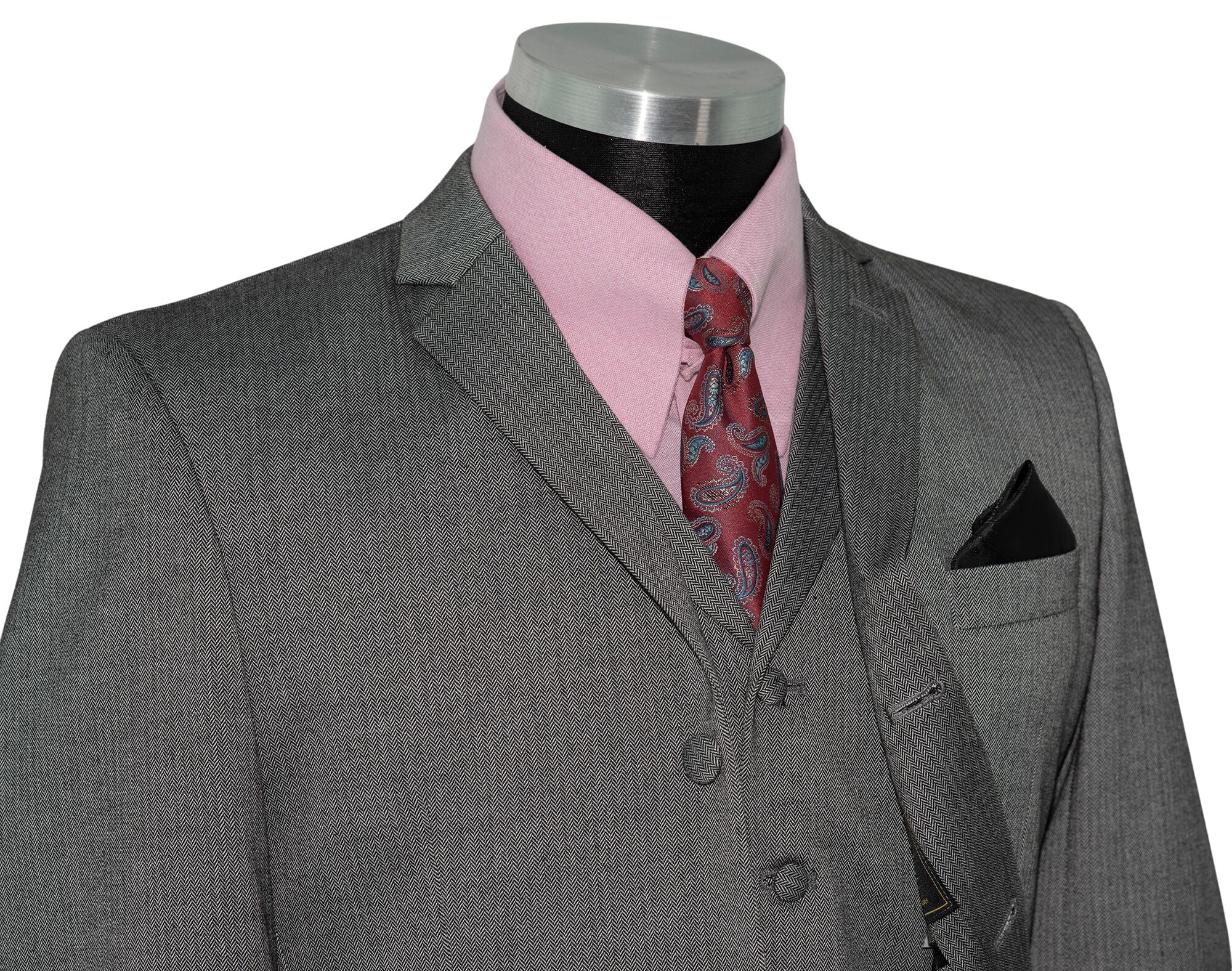 John Dalton Grey Herringbone 3 Piece Mod Suit