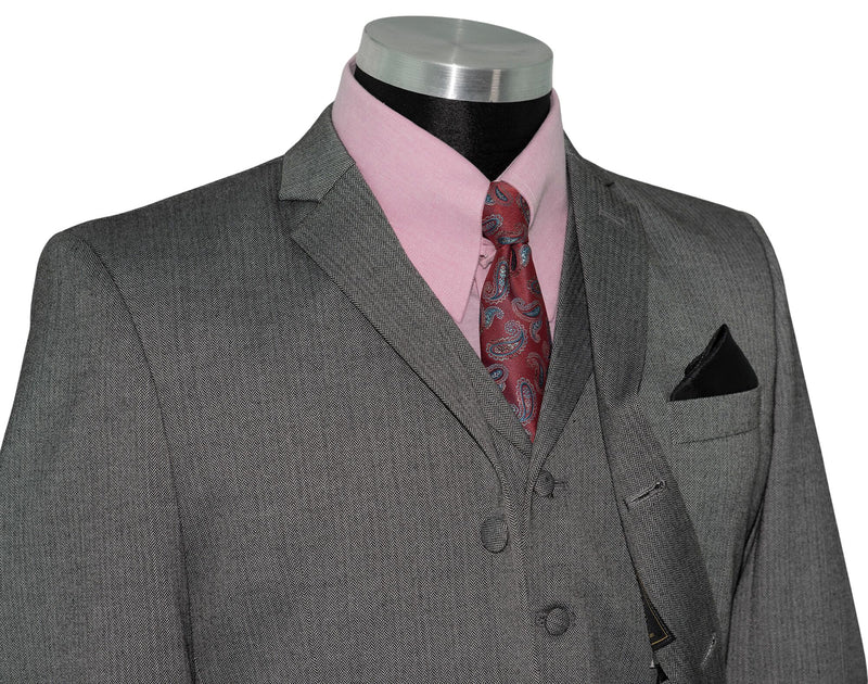 John Dalton Grey Herringbone 3 Piece Mod Suit