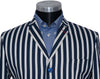 Geoff Foot Navy Bblue & White Striped Boating Mod Blazer
