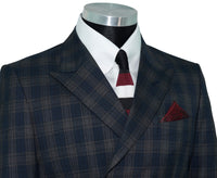 Weller Navy & Grey Check 3/6 Button Doublebreasted Mod Blazer