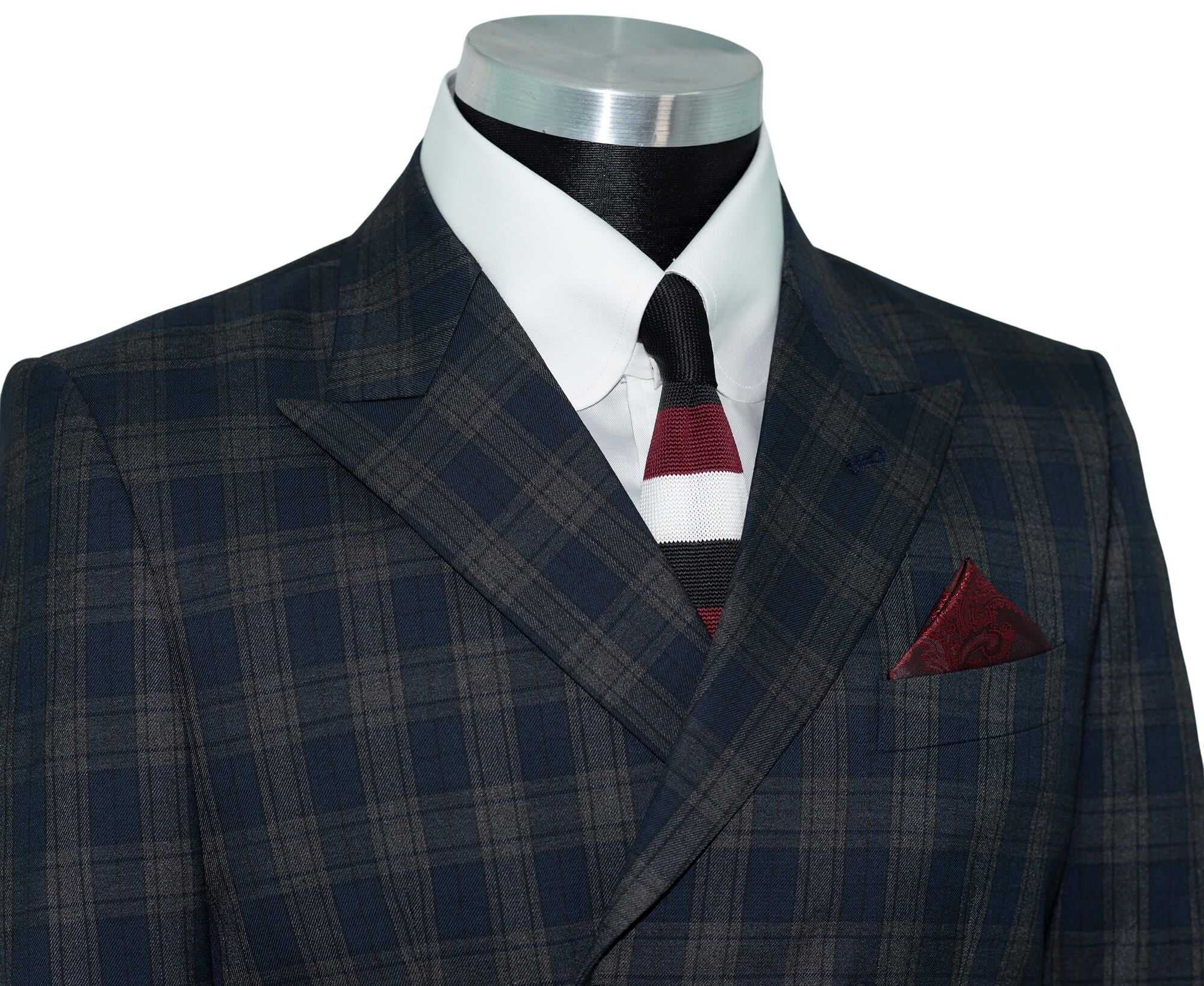 Weller Navy & Grey Check 3/6 Button Doublebreasted Mod Blazer