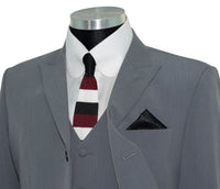 SALE Weller Light Grey Peak Lapel 3 Piece Suit (46 Regular, Trouser 36, I.L.29.5)