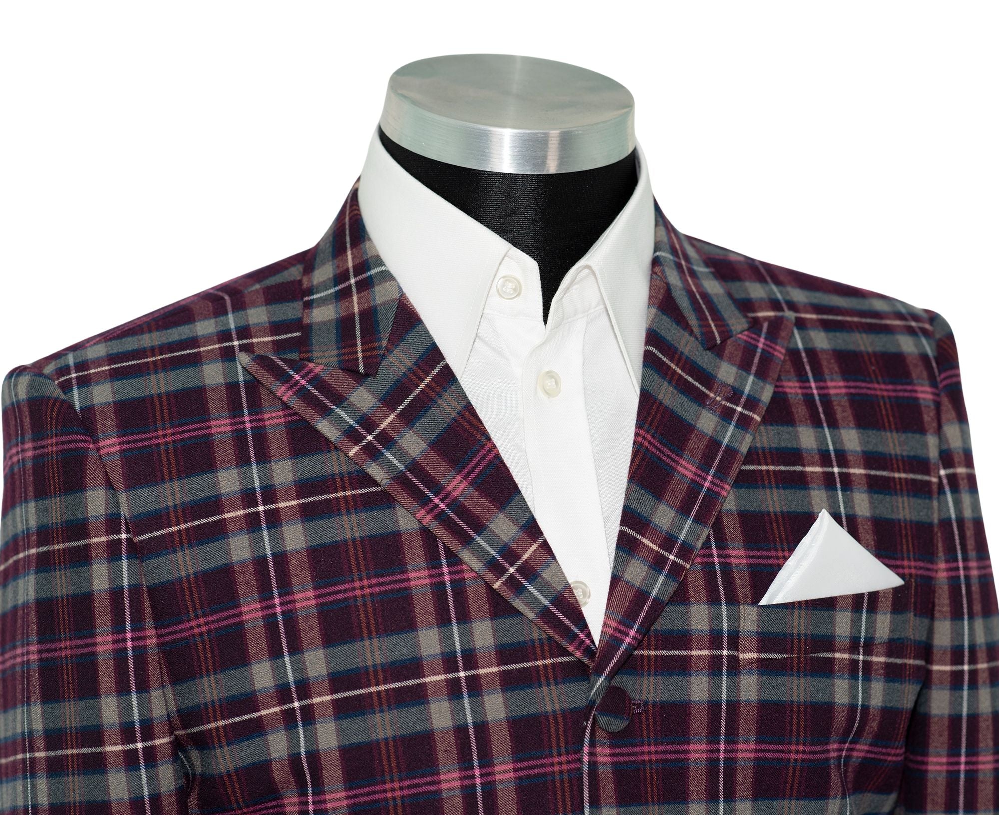 Tommy Moore Multicolor Tartan Check Peak Lapel 4 Button Mod Blazer
