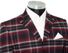 Tommy Moore Red and Navy Tartan Check Peak Lapel 4 Button Mod Blazer