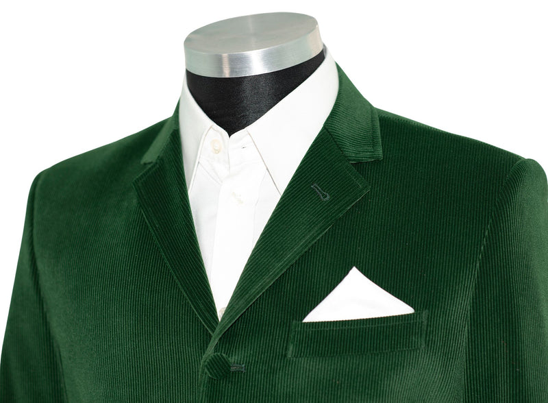 John Steel Bottle Green Velvet 4 Button Mod Blazer