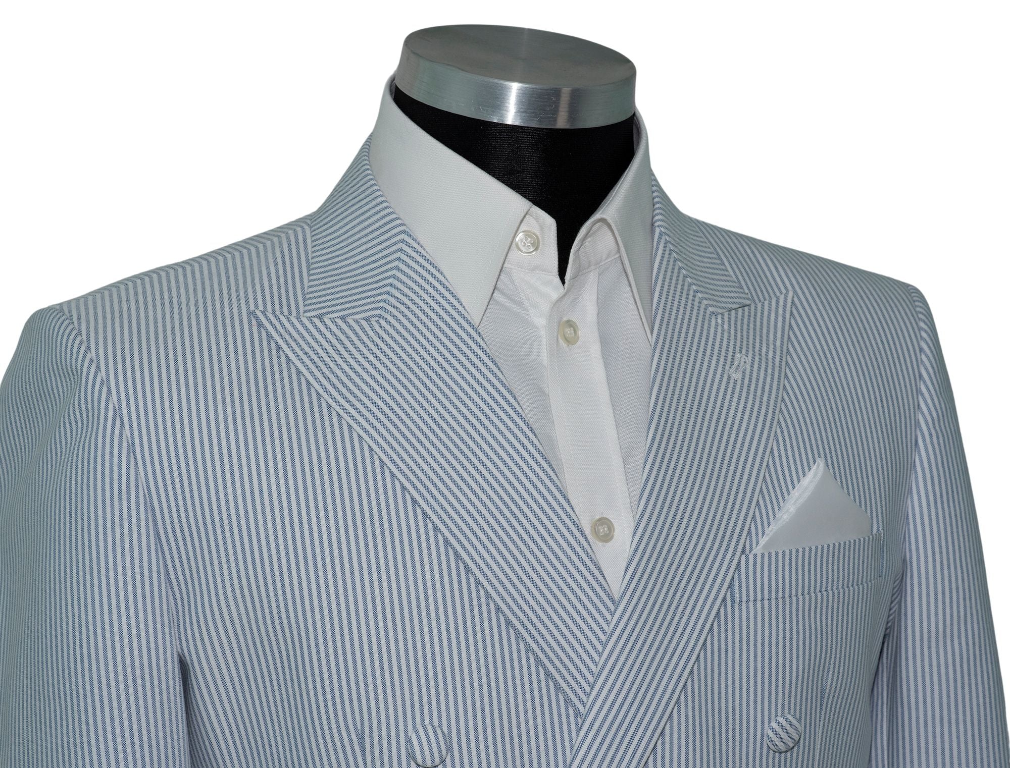 SALE Weller Sky Stripe Double Breasted 3/6 Button Mod Suit (40 Regular, Trouser 34, I.L.30)
