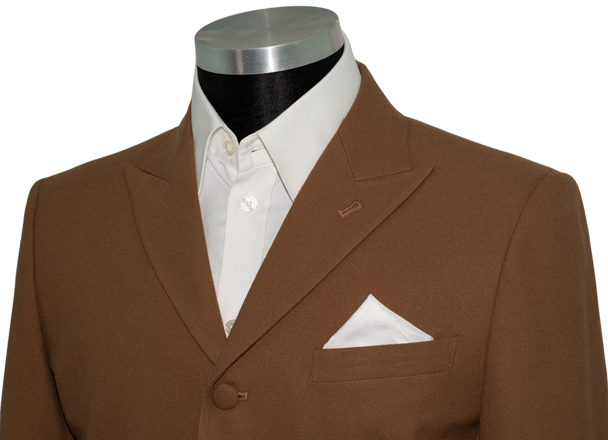 Weller Wood Brown Peak Lapel 4 Button Mod Suit