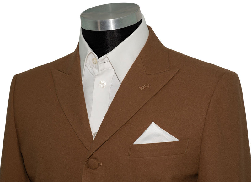 Weller Wood Brown Peak Lapel 4 Button Mod Suit
