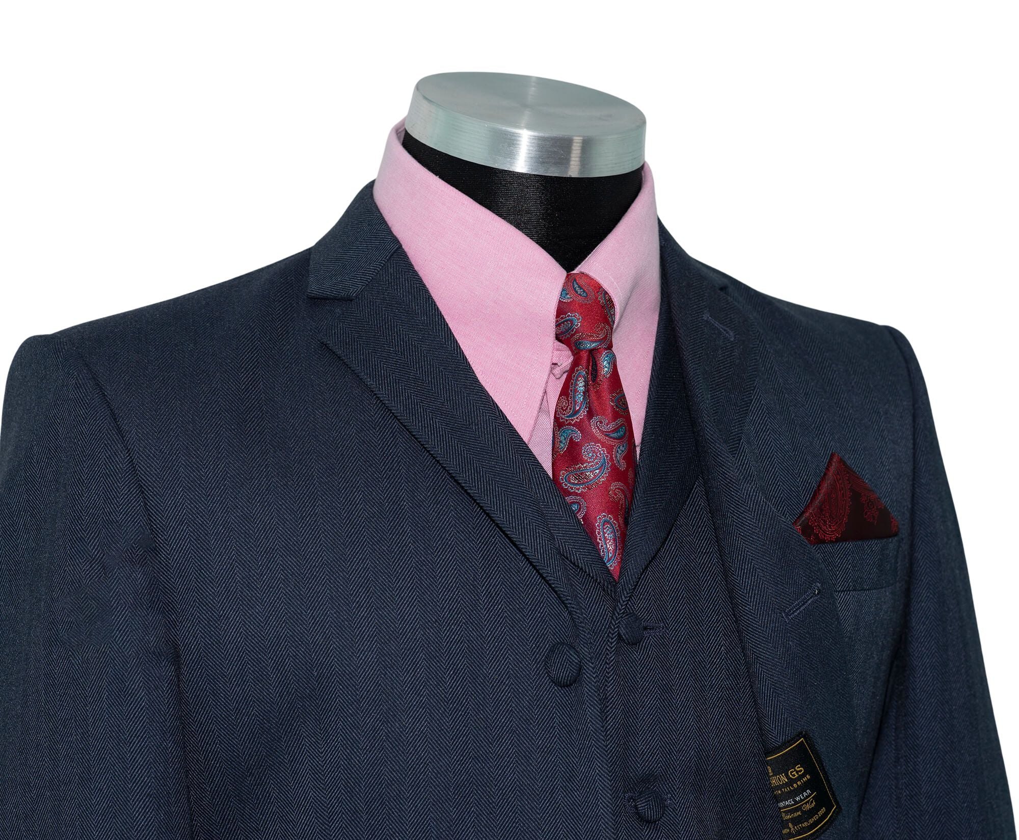 Bruce Foxton Navy Herringbone 3 Piece Suit