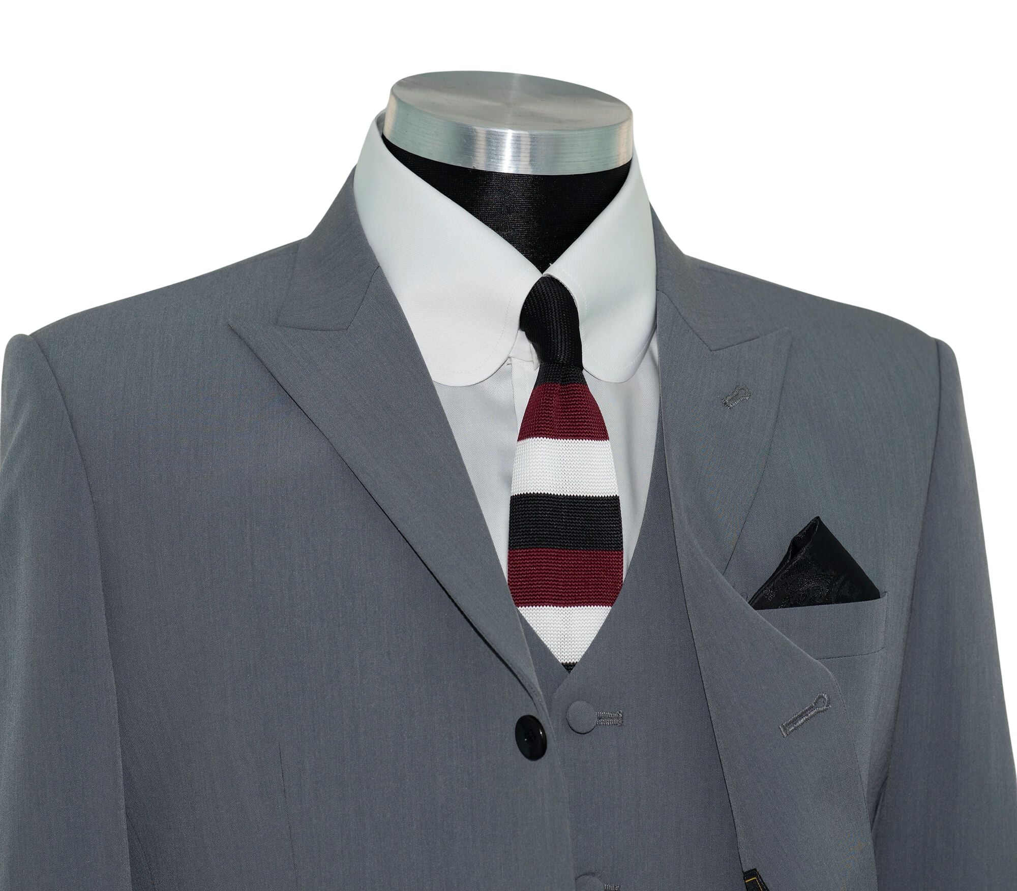SALE Weller Light Grey Peak Lapel 3 Piece Suit (46 Regular, Trouser 36, I.L.29.5)