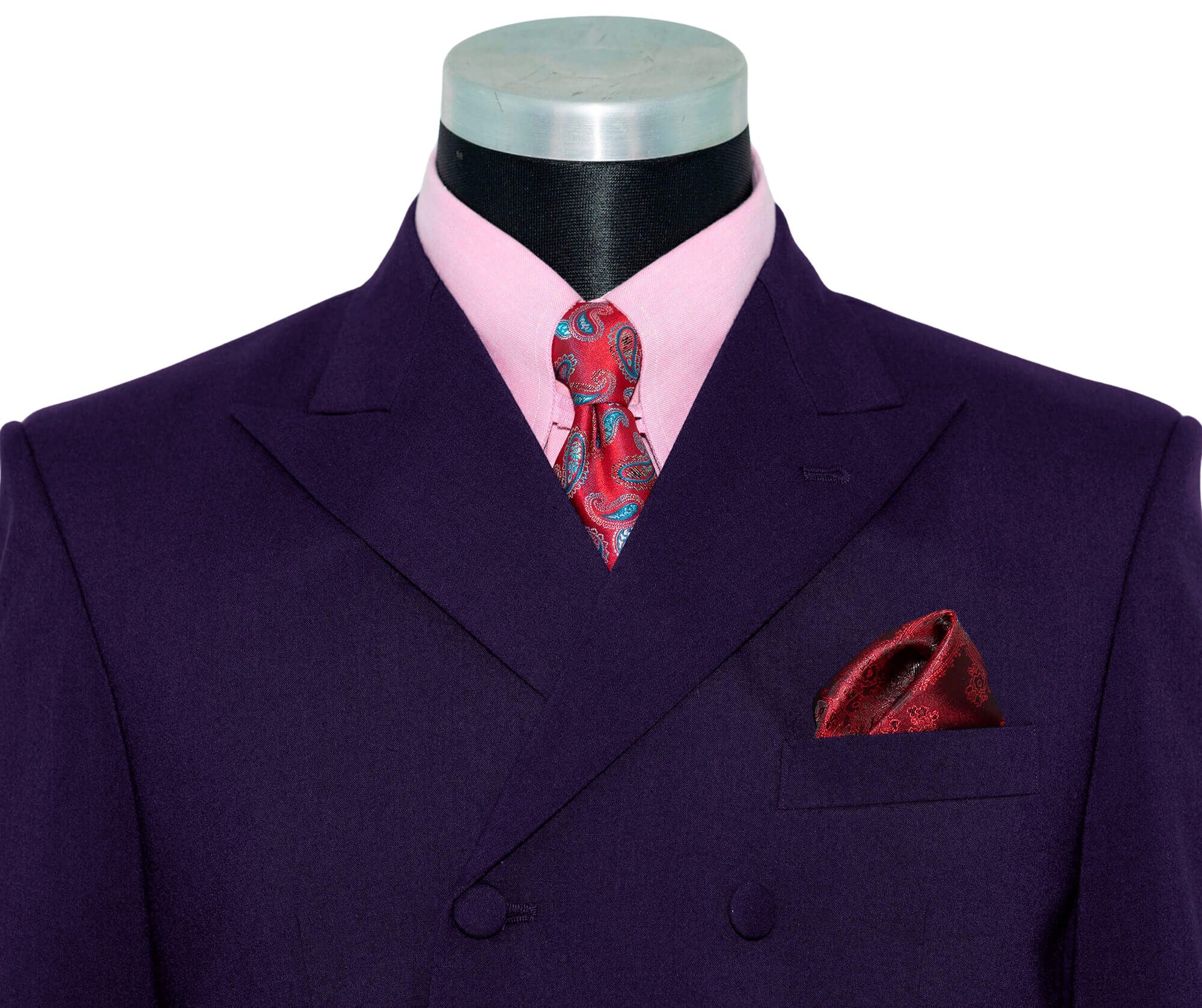 【VINTAGE】 double breasted setup purple BIG & TALL Men's Purple Pinstripe Double-Breasted 6-Button